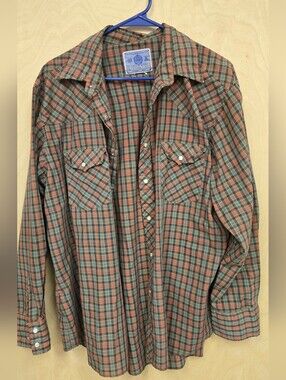Men's Long Sleeve American Hero, Plaid Snap Up Western Shirt